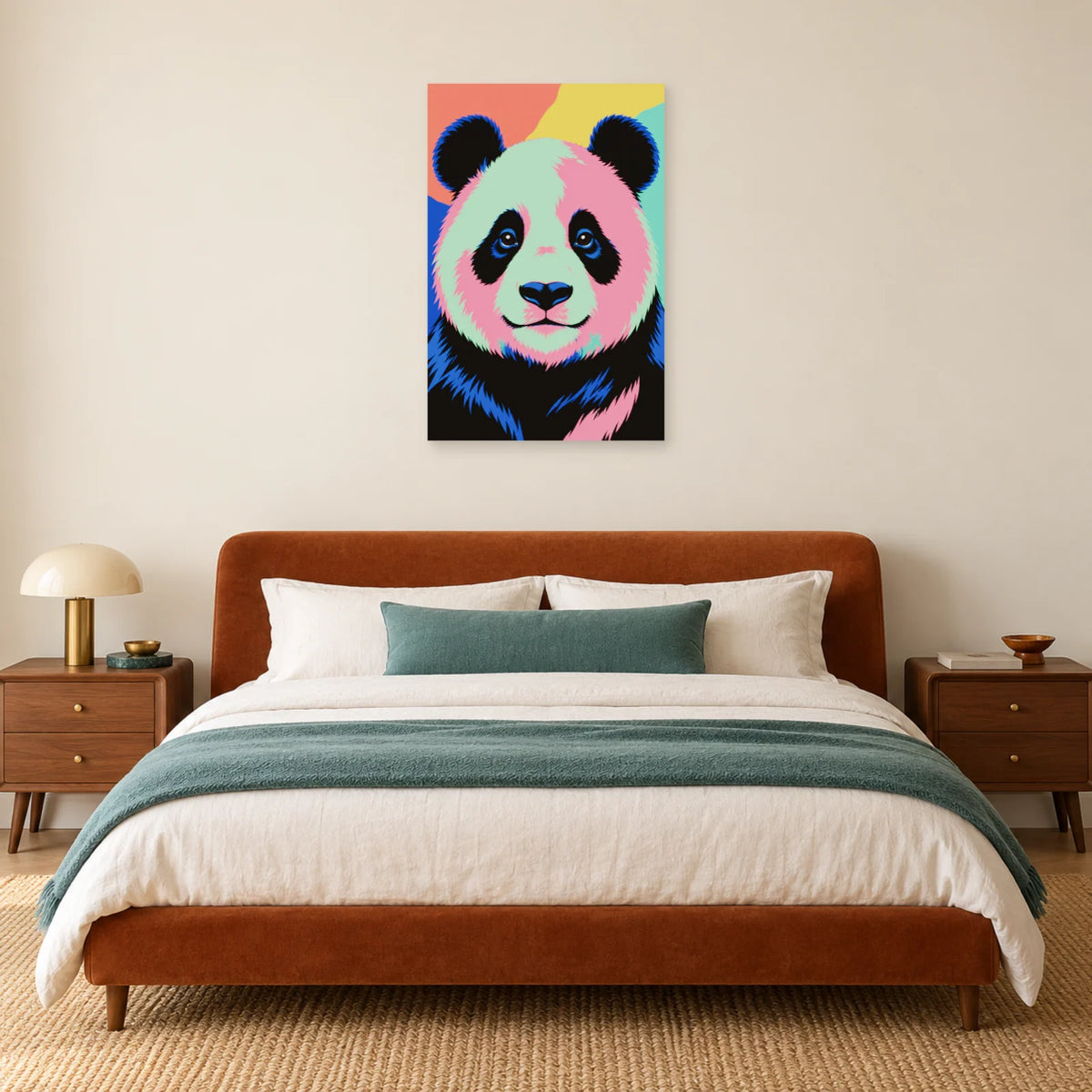Affiche Pop art Panda éclats colorés dans une chambre - Art Virtuoso