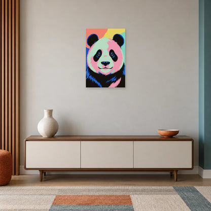 Affiche Pop art Panda éclats colorés dans une entrée ou un couloir - Art Virtuoso