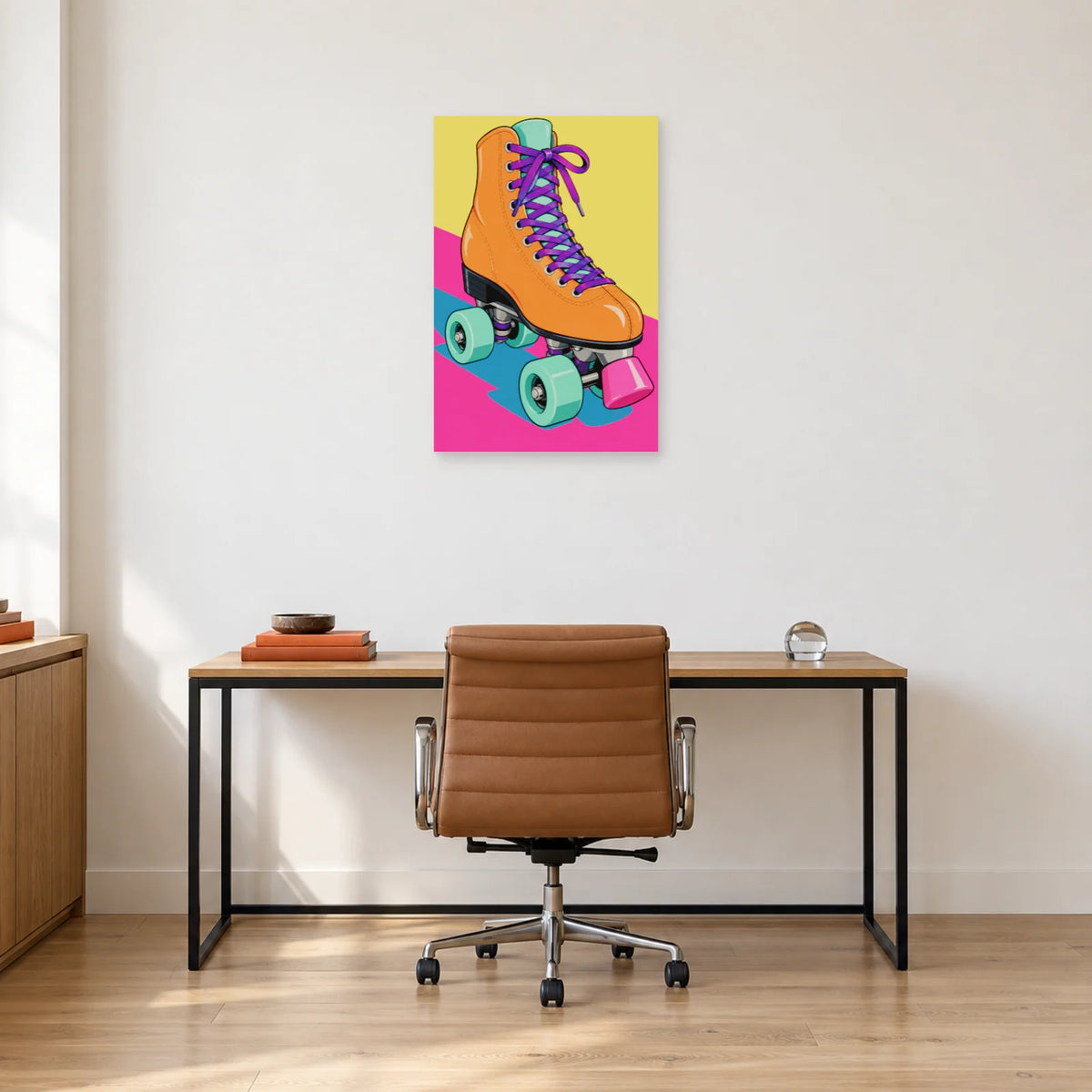 Affiche Pop art Patin quatre roues dans un bureau - Art Virtuoso