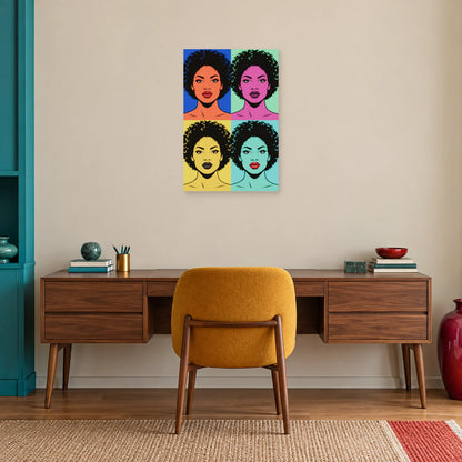 Affiche Pop art Portrait quatre couleurs dans un bureau - Art Virtuoso