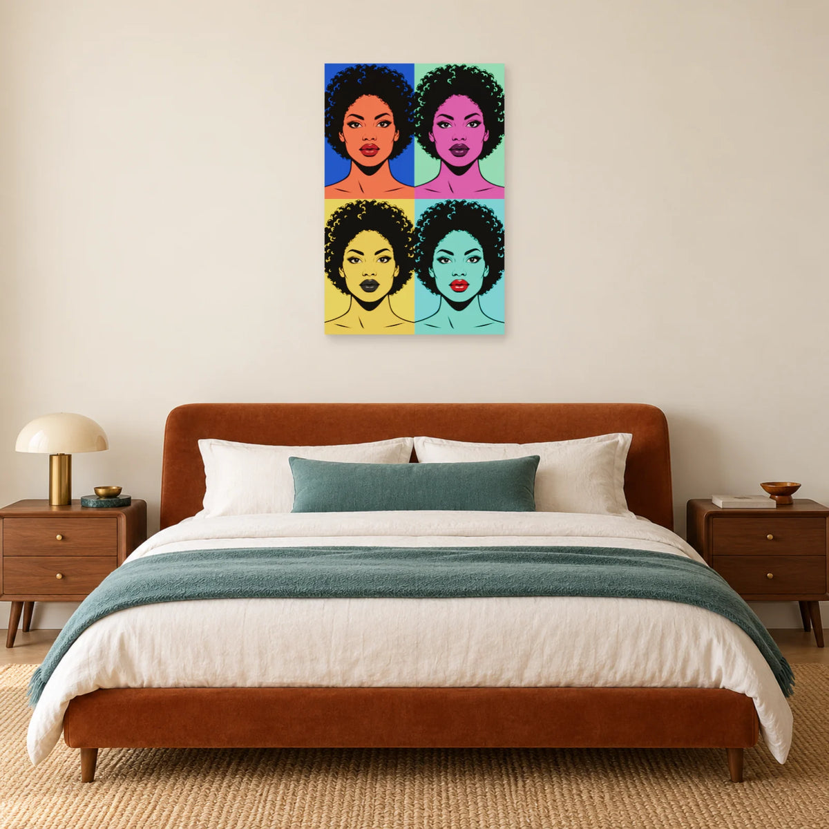 Affiche Pop art Portrait quatre couleurs dans une chambre - Art Virtuoso