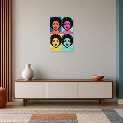 Affiche Pop art Portrait quatre couleurs dans une entrée ou un couloir - Art Virtuoso