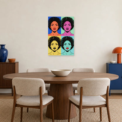 Affiche Pop art Portrait quatre couleurs dans une salle à manger - Art Virtuoso