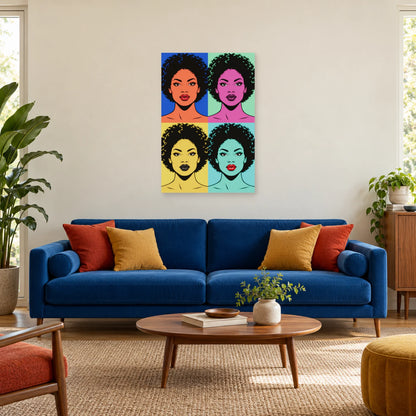 Affiche Pop art Portrait quatre couleurs dans un salon - Art Virtuoso