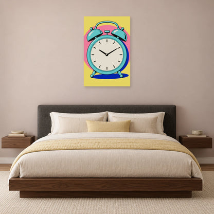 Affiche Pop art Réveil dix heures dix dans une chambre - Art Virtuoso