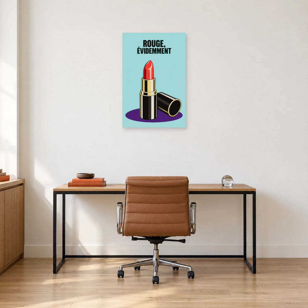 Affiche Pop art Rouge à lèvres évidemment dans un bureau - Art Virtuoso