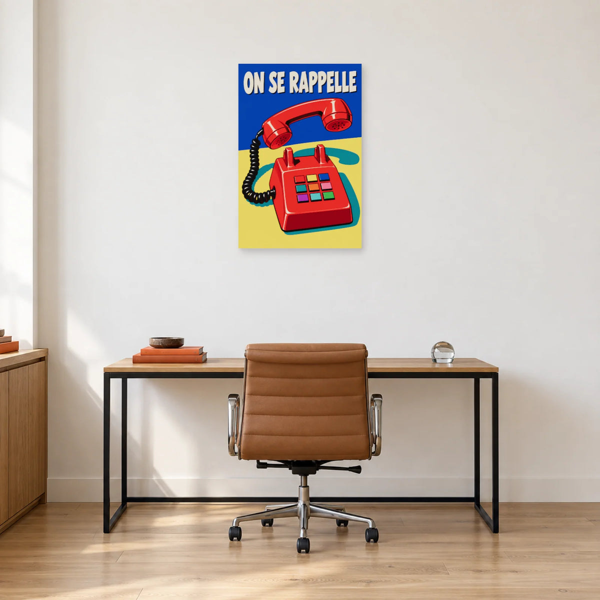 Affiche Pop art Téléphone on se rappelle dans un bureau - Art Virtuoso