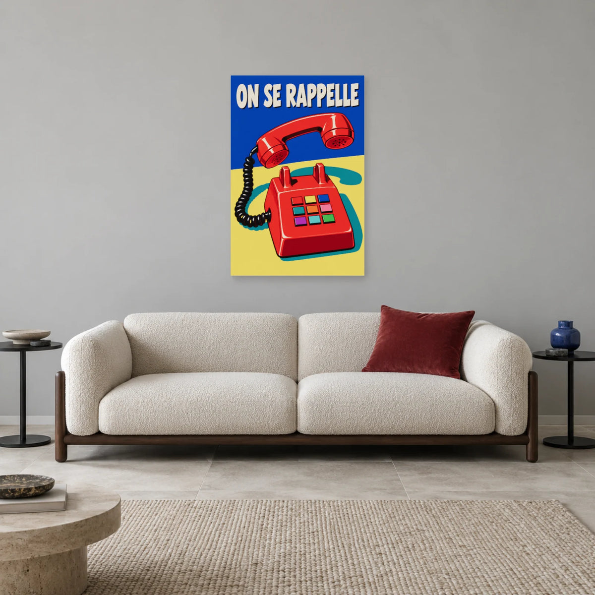 Affiche Pop art Téléphone on se rappelle dans un salon - Art Virtuoso