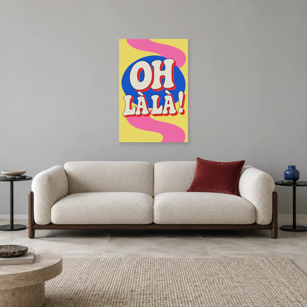 Affiche Pop art Typographie oh là là dans un salon - Art Virtuoso