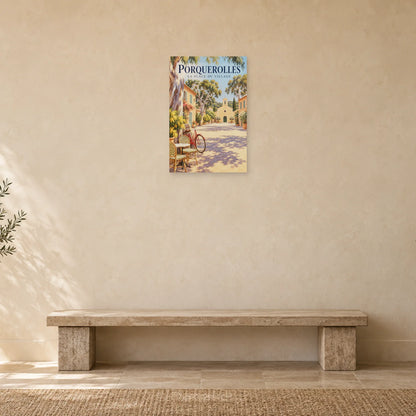 Affiche Porquerolles - La place du village dans une entrée ou un couloir - Art Virtuoso