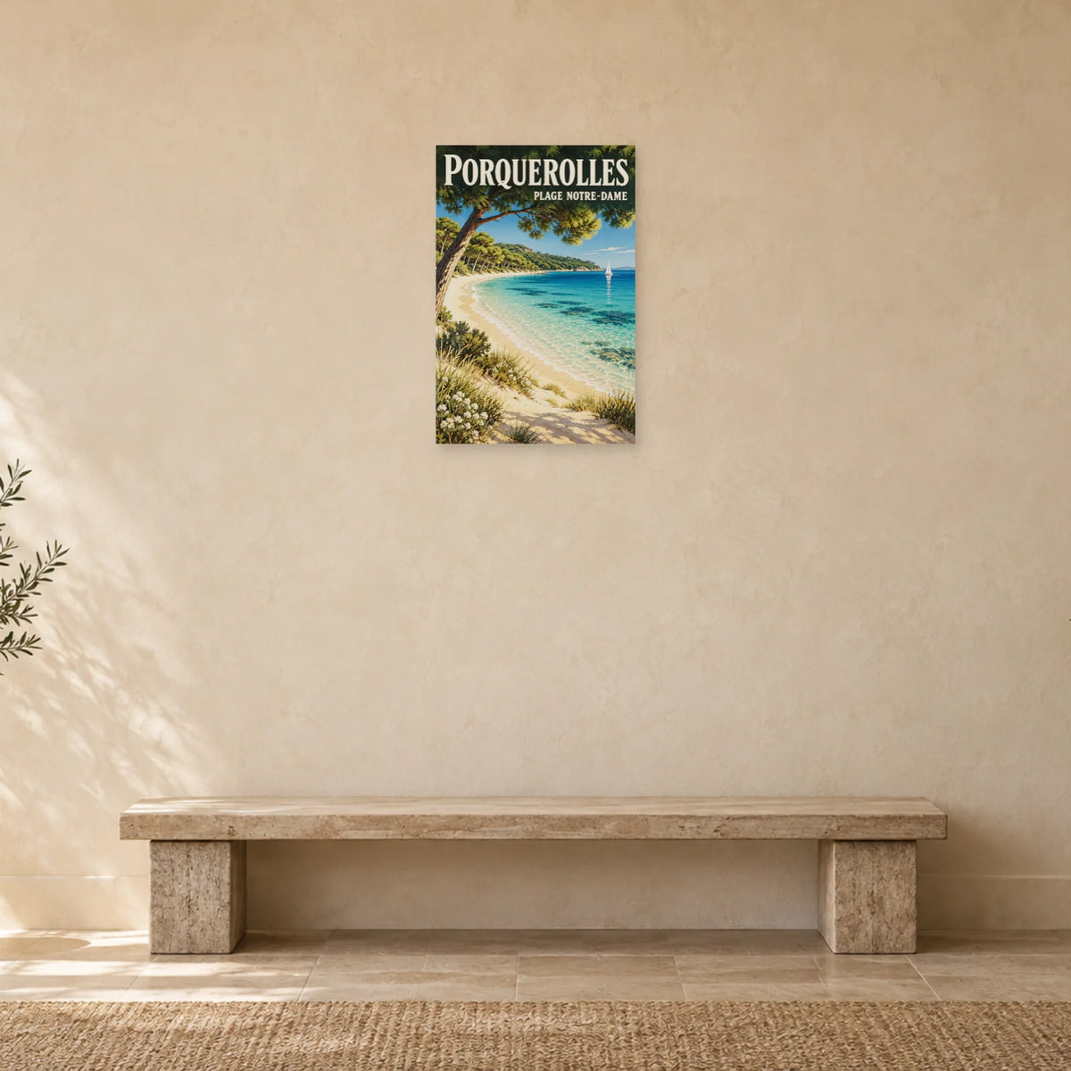 Affiche Porquerolles - Plage Notre-Dame dans une entrée ou un couloir - Art Virtuoso