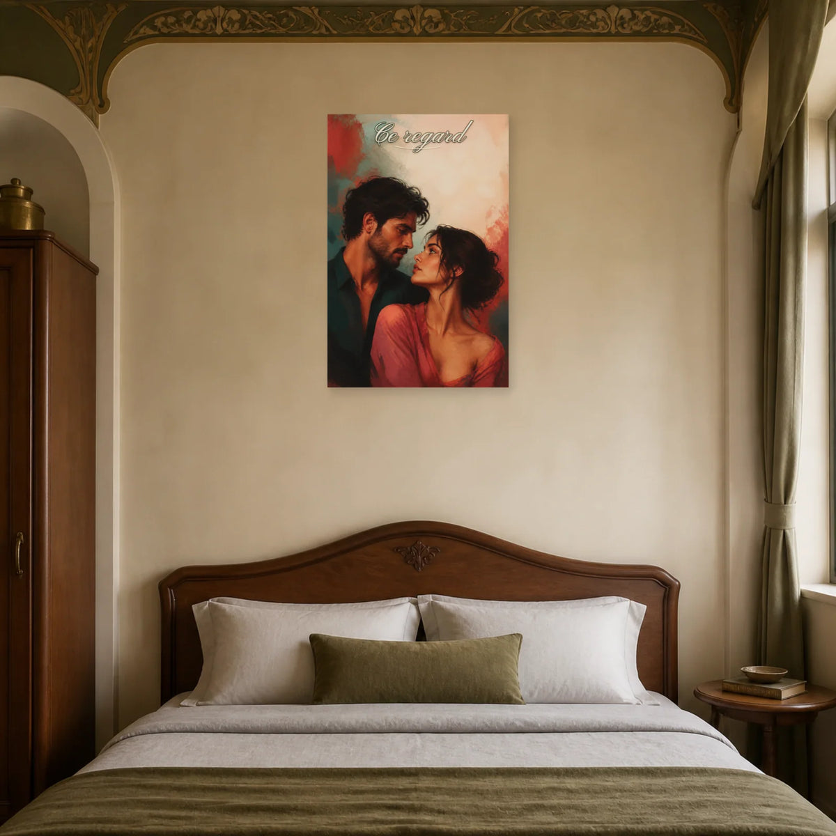 Affiche Ce regard - Portrait de couple dans une chambre - Art Virtuoso