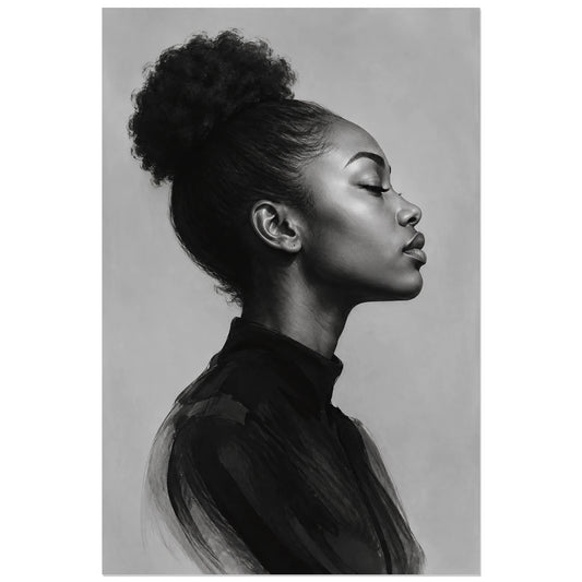 Femme de profil aux yeux clos, affiche 30 × 45 cm