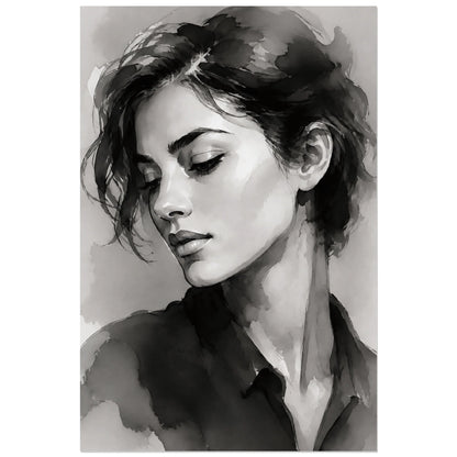 Cheveux courts et réserves claires sur fond gris, affiche 60 × 90 cm