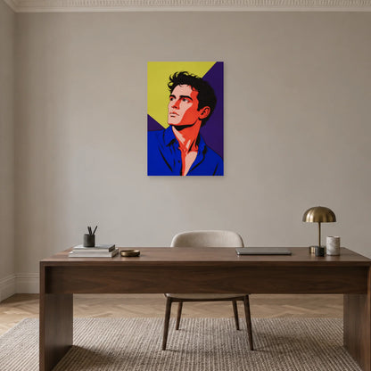 Affiche Portrait pop, regard électrique dans un bureau - Art Virtuoso