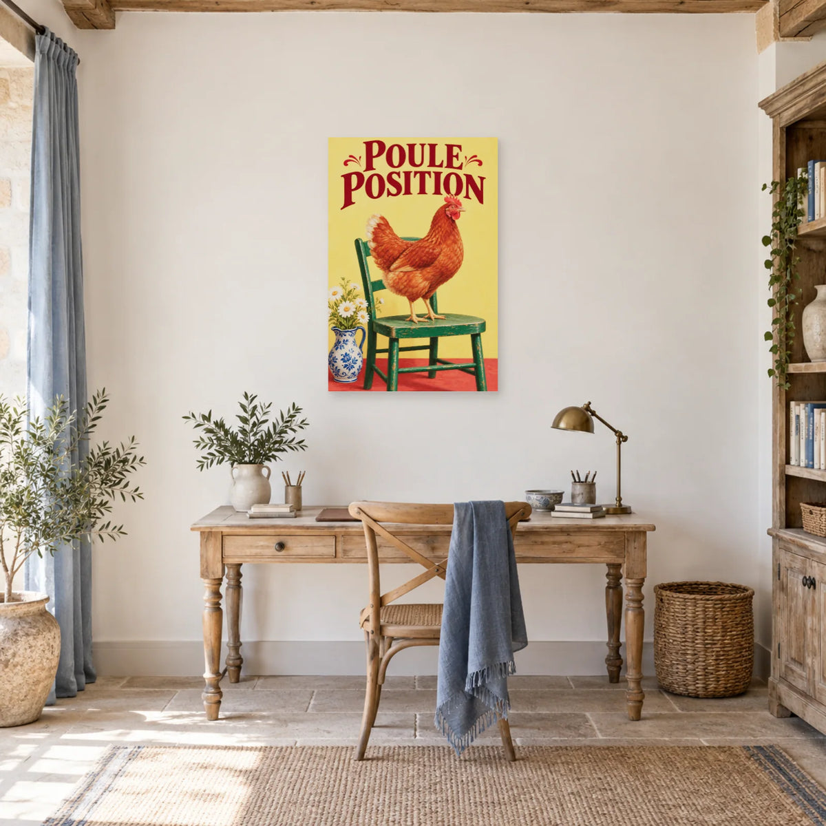 Affiche Poule rousse - Poule position dans un bureau - Art Virtuoso