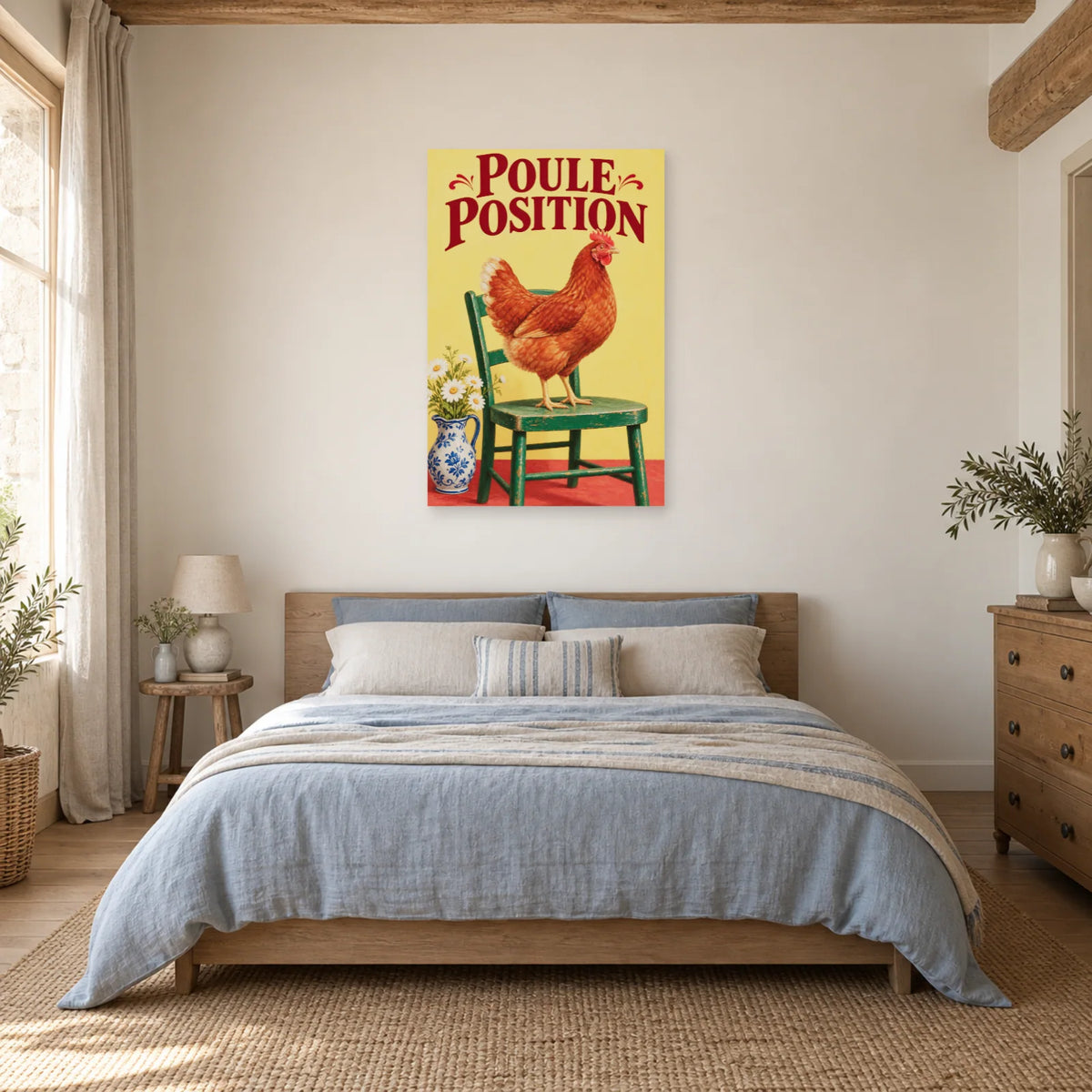 Affiche Poule rousse - Poule position dans une chambre - Art Virtuoso