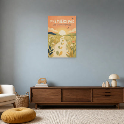Affiche Premiers Pas – Une Grande Aventure dans un salon - Art Virtuoso