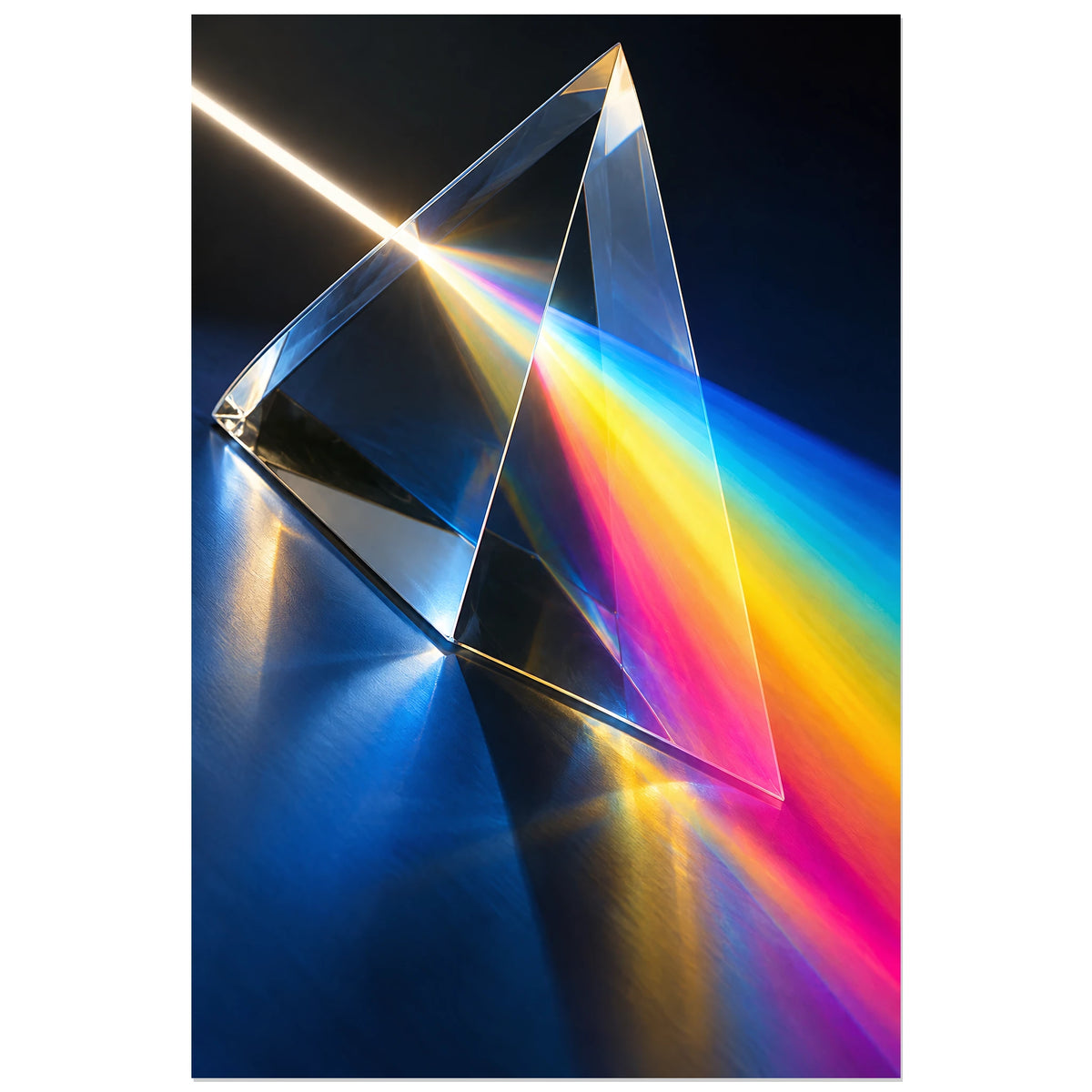 Affiche Prisme - Spectre, réalisme photographique / composition géométrique lumineuse verticale, format 30 × 45 cm