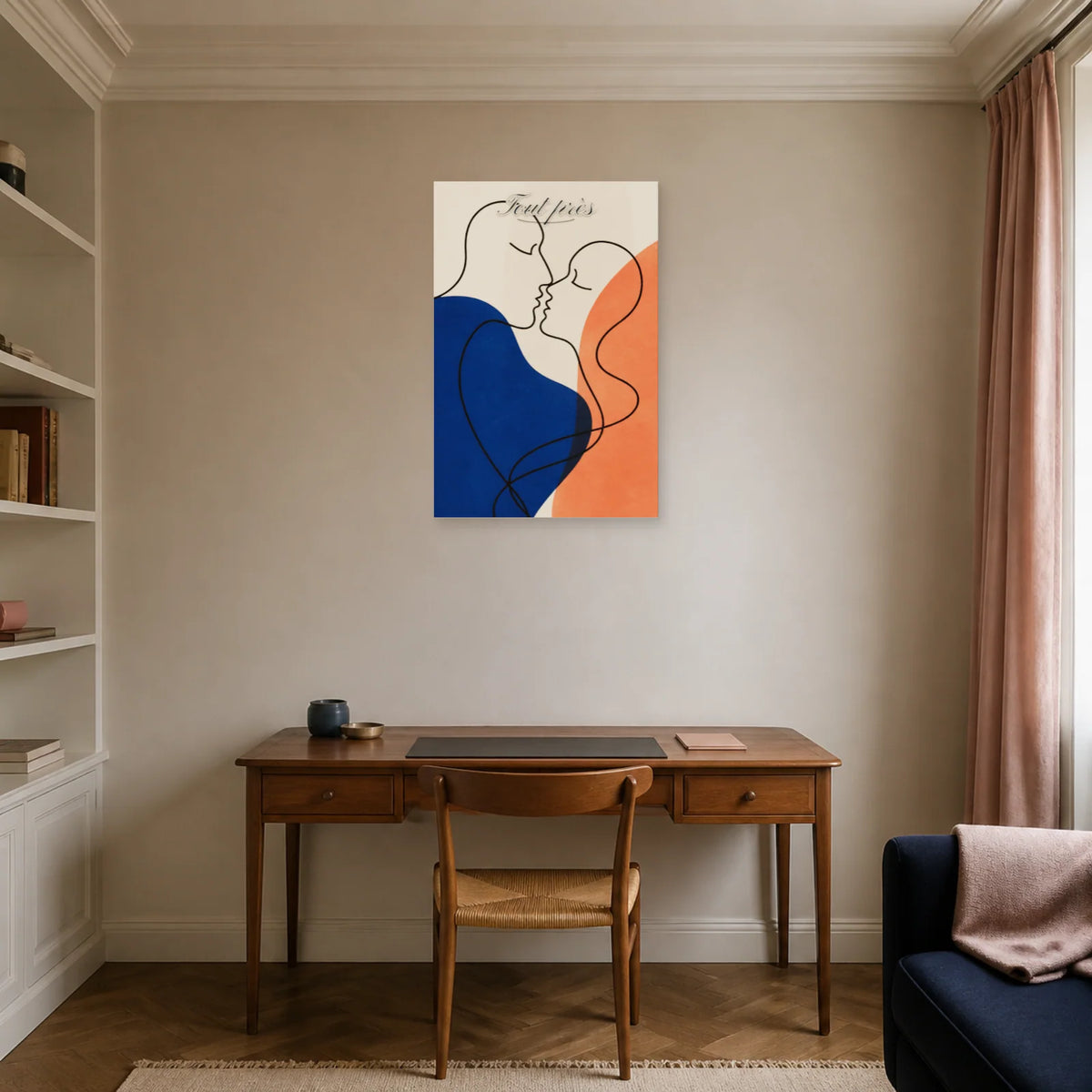 Affiche Tout près - Profils de couple minimalistes dans un bureau - Art Virtuoso
