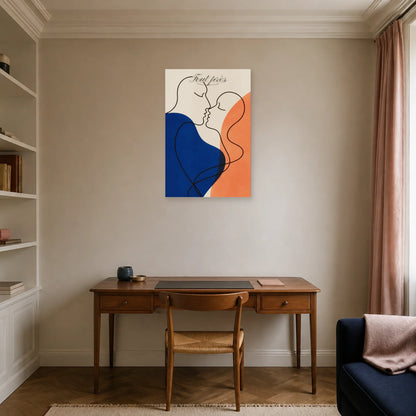 Affiche Tout près - Profils de couple minimalistes dans un bureau - Art Virtuoso