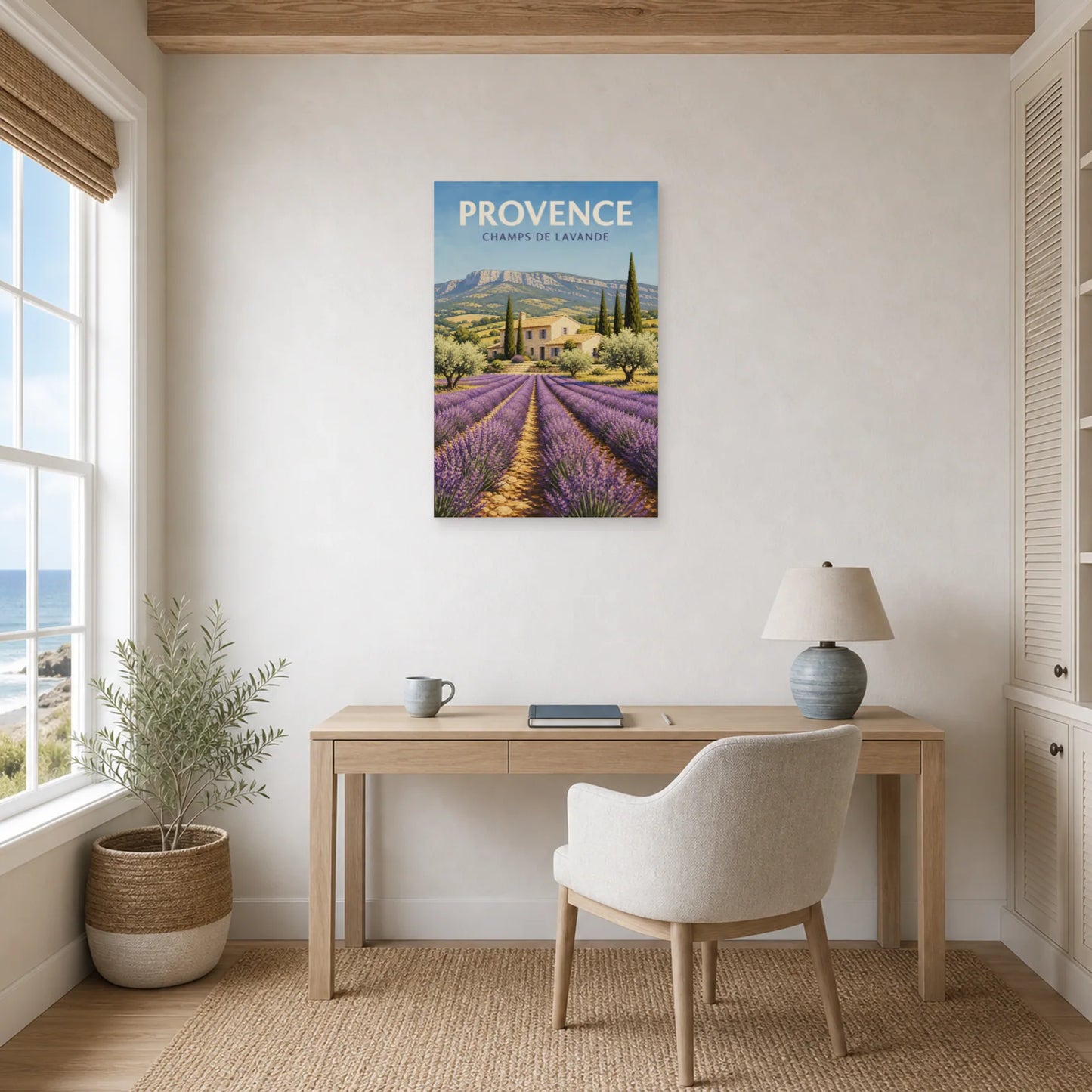 Affiche Provence – Champs de Lavande dans un bureau - Art Virtuoso