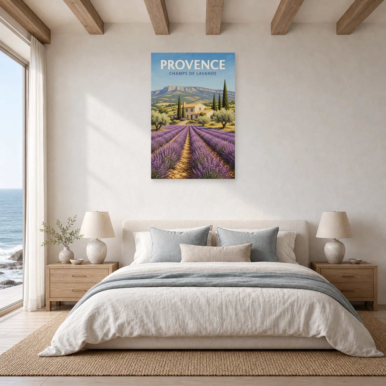 Affiche Provence – Champs de Lavande dans une chambre - Art Virtuoso