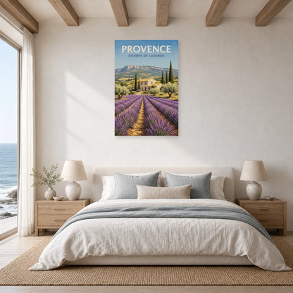 Affiche Provence – Champs de Lavande dans une chambre - Art Virtuoso