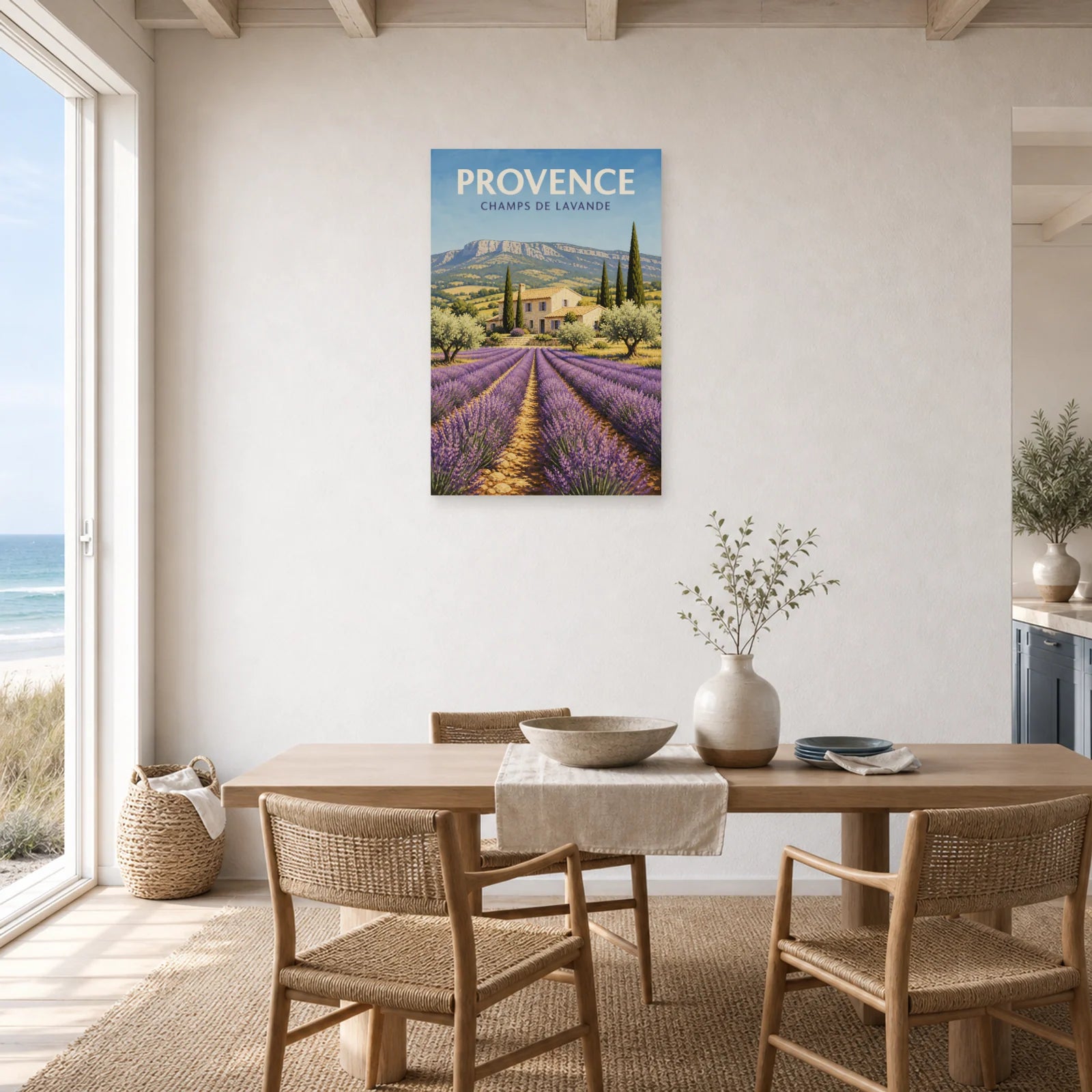 Affiche Provence – Champs de Lavande dans une salle à manger - Art Virtuoso