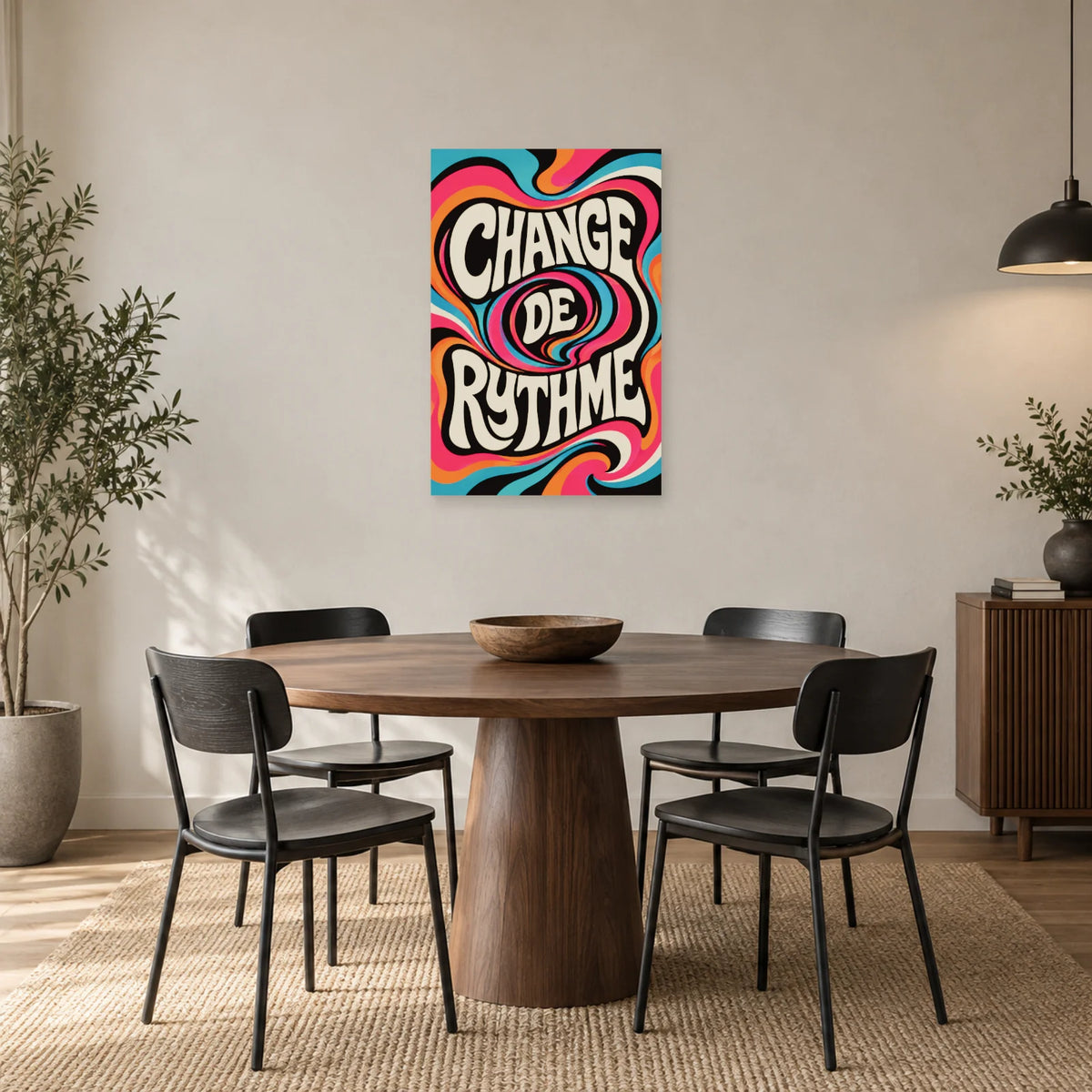 Affiche psychédélique – Change de rythme dans une salle à manger - Art Virtuoso