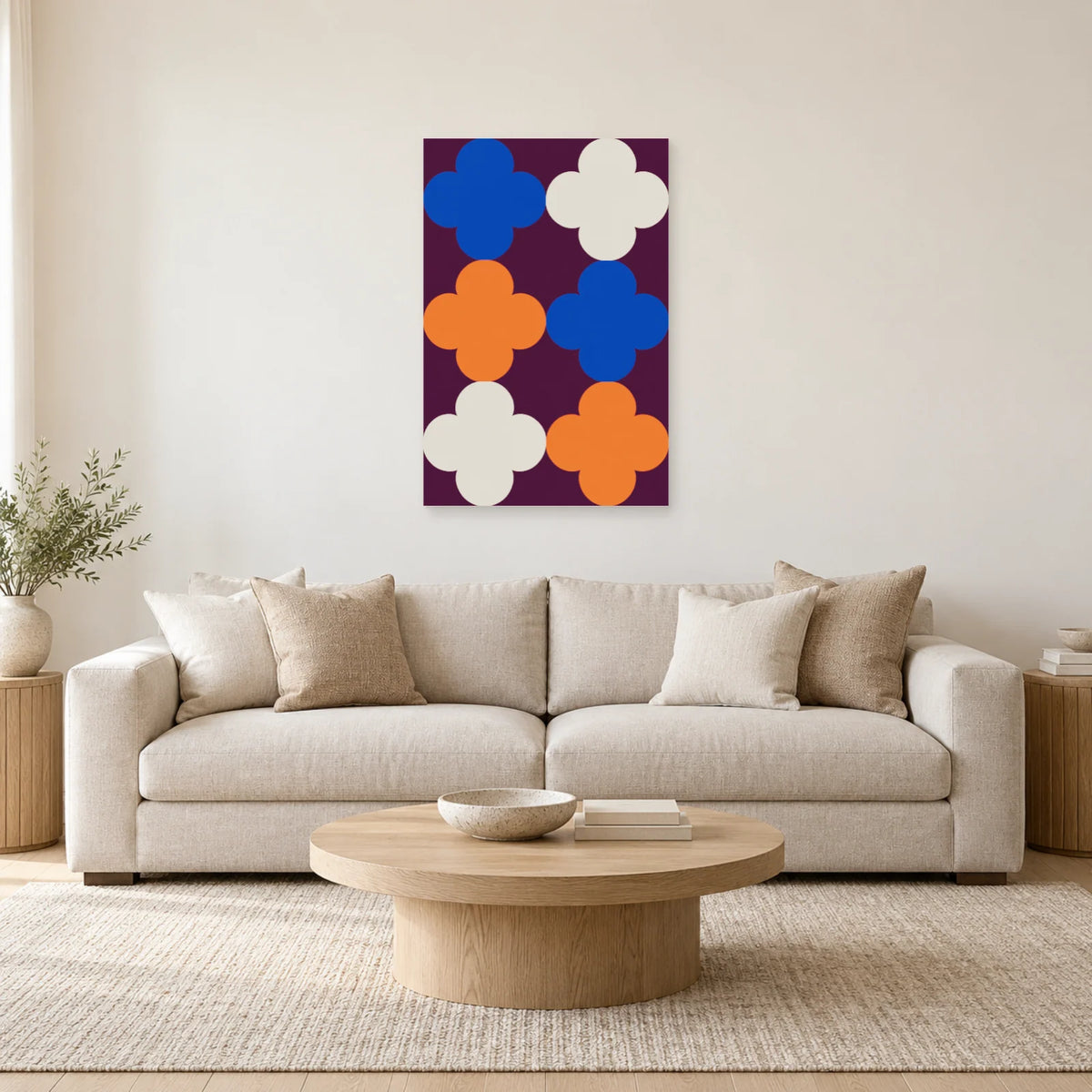Affiche Quatre-feuilles - Modules dans un salon - Art Virtuoso