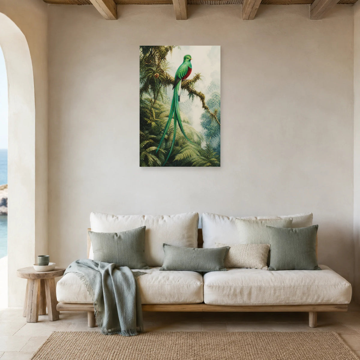 Affiche Quetzal de la forêt des nuages dans un salon - Art Virtuoso