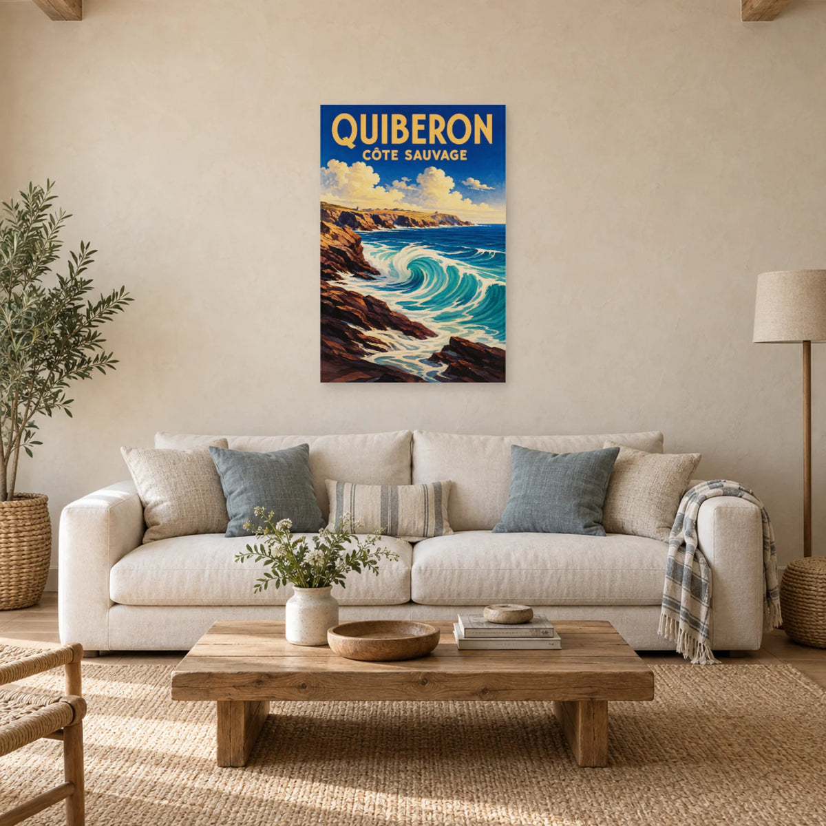 Affiche Quiberon - Côte sauvage dans un salon - Art Virtuoso