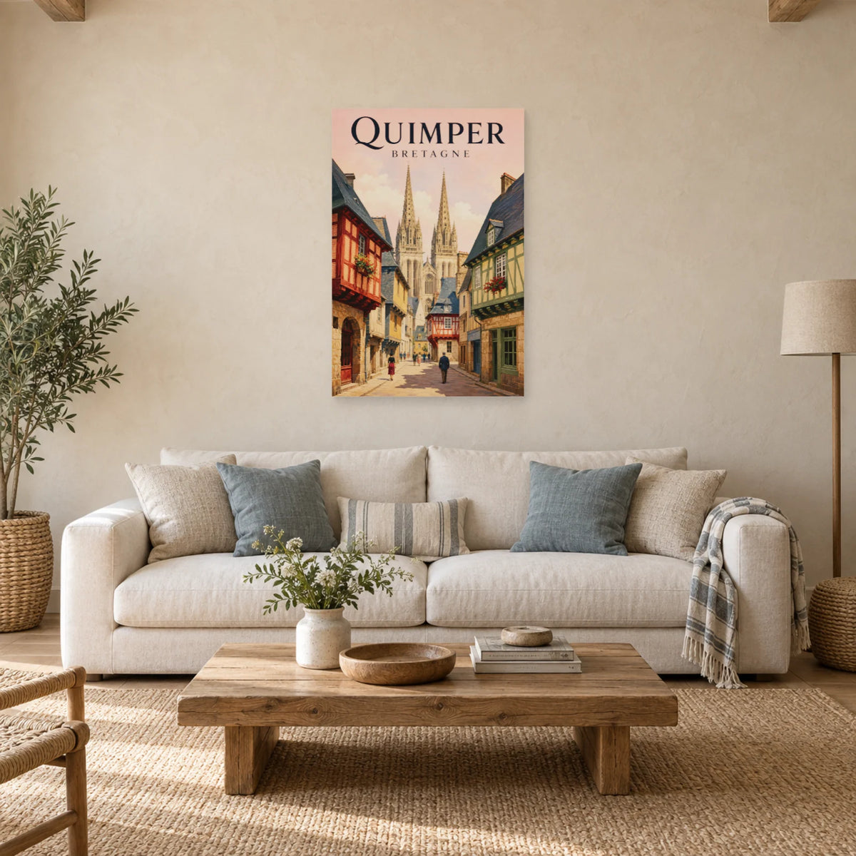 Affiche Quimper - Rue Kéréon dans un salon - Art Virtuoso
