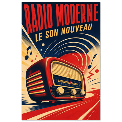 Affiche Radio Moderne – Le Son Nouveau, lithographie contemporaine verticale, format 60 × 90 cm