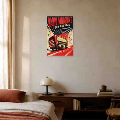 Affiche Radio Moderne – Le Son Nouveau dans une chambre - Art Virtuoso
