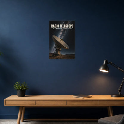 Affiche Radiotélescope – À l’Écoute du Cosmos dans un bureau - Art Virtuoso