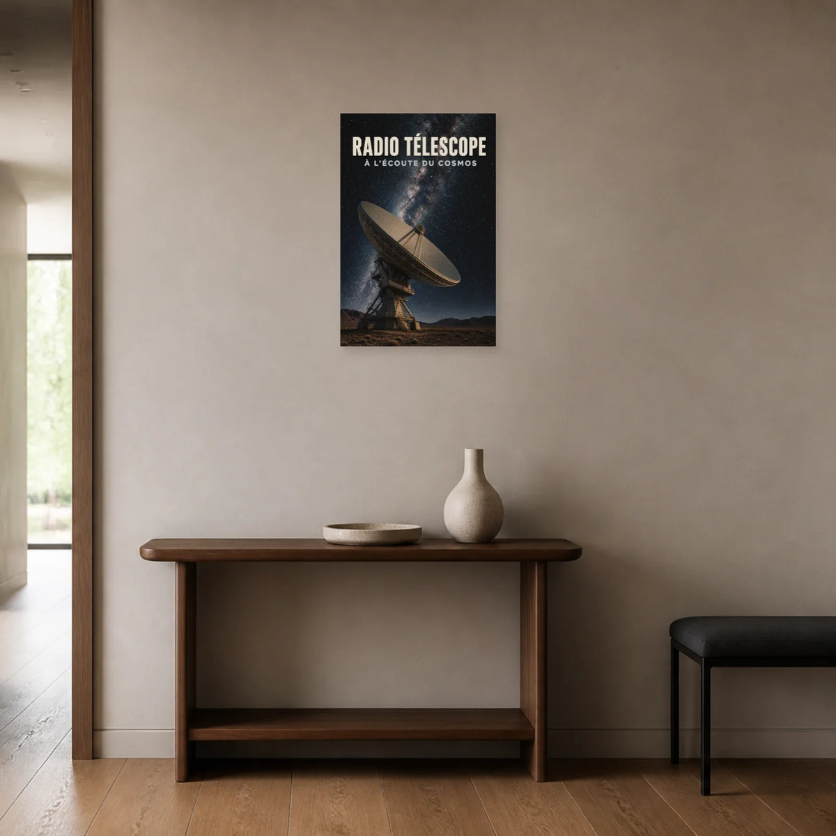 Affiche Radiotélescope – À l’Écoute du Cosmos dans une entrée ou un couloir - Art Virtuoso