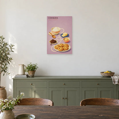 Affiche Cookies – La Recette Gourmande dans une salle à manger - Art Virtuoso