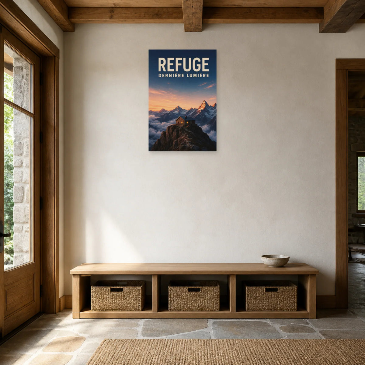 Affiche Refuge – Dernière lumière dans une entrée ou un couloir - Art Virtuoso