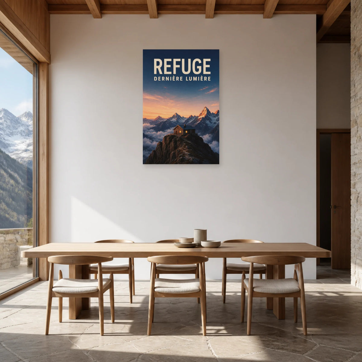 Affiche Refuge – Dernière lumière dans une salle à manger - Art Virtuoso