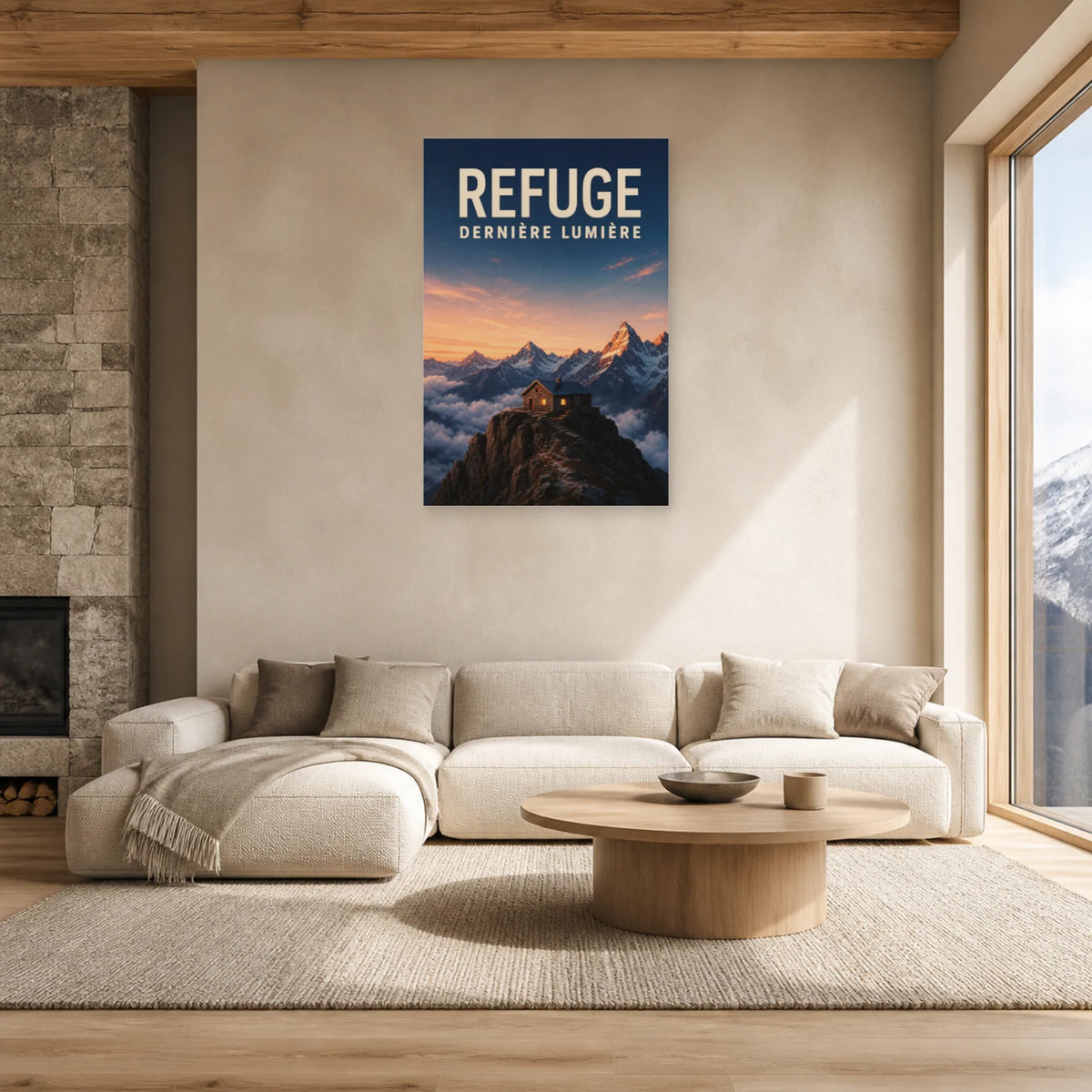 Affiche Refuge – Dernière lumière dans un salon - Art Virtuoso