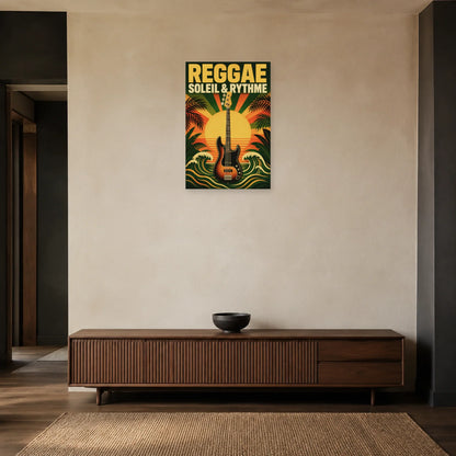 Affiche Reggae - Soleil et rythme dans une entrée ou un couloir - Art Virtuoso