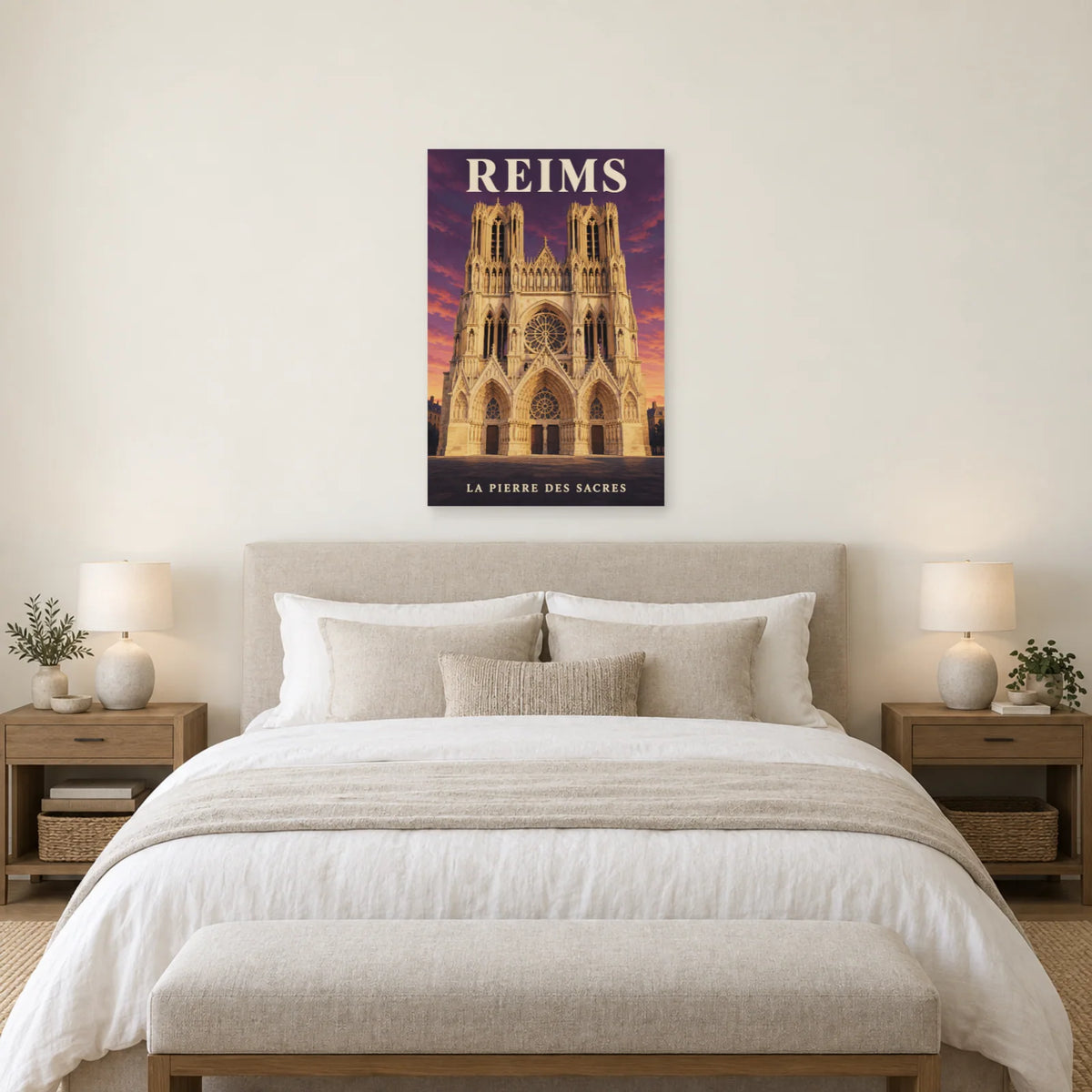 Affiche Reims - La pierre des sacres dans une chambre - Art Virtuoso