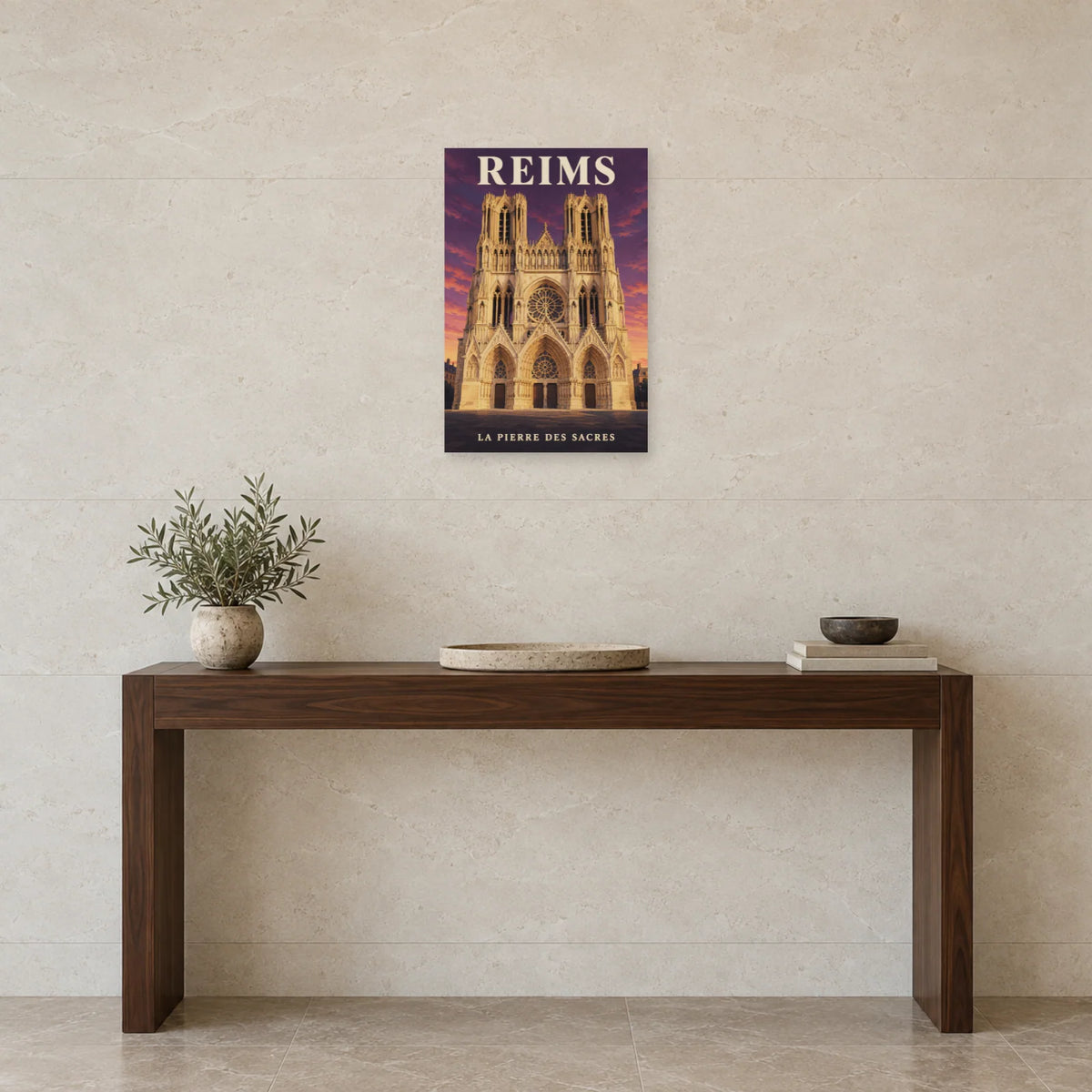 Affiche Reims - La pierre des sacres dans une entrée ou un couloir - Art Virtuoso