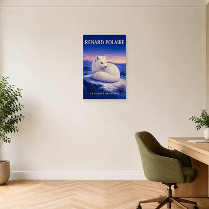 Affiche Renard polaire, le silence des neiges dans un bureau - Art Virtuoso