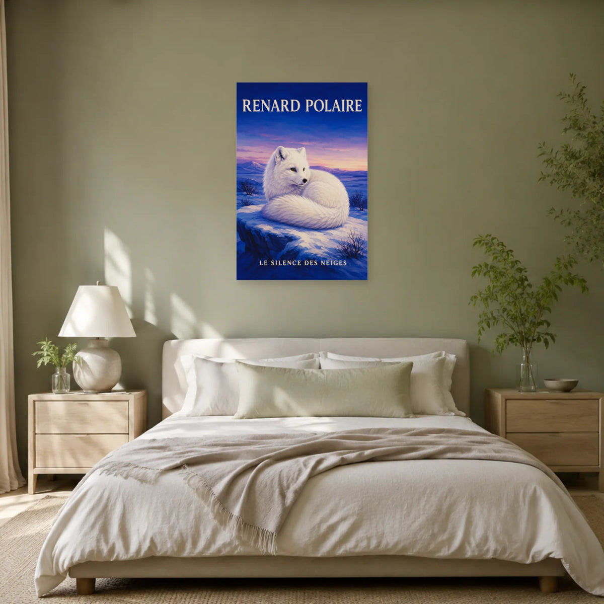 Affiche Renard polaire, le silence des neiges dans une chambre - Art Virtuoso