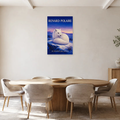 Affiche Renard polaire, le silence des neiges dans une salle à manger - Art Virtuoso