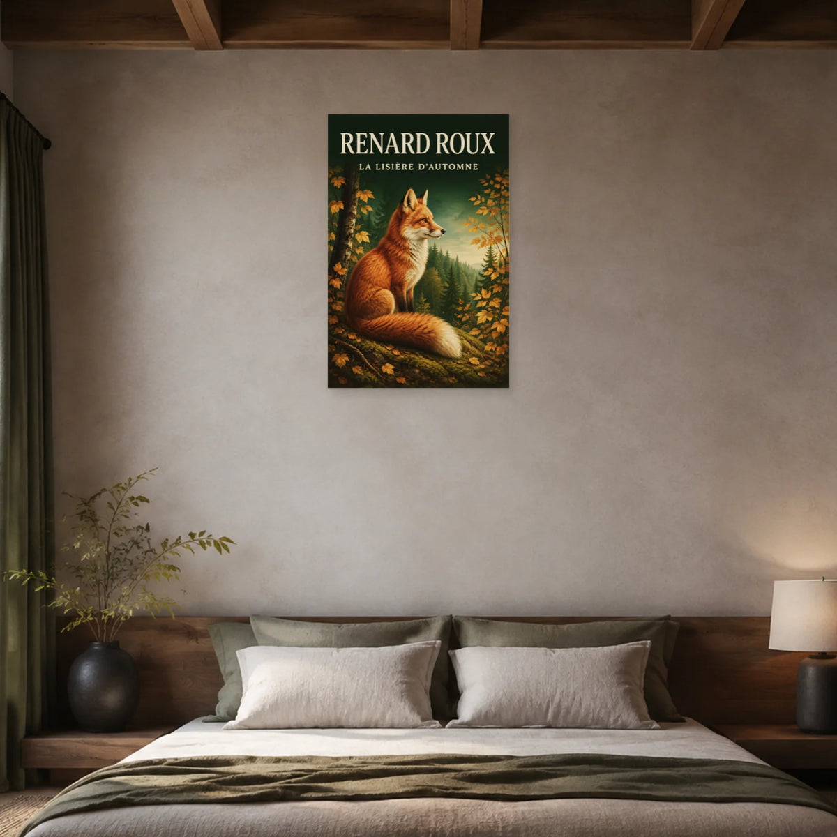 Affiche Renard roux, la lisière d’automne dans une chambre - Art Virtuoso