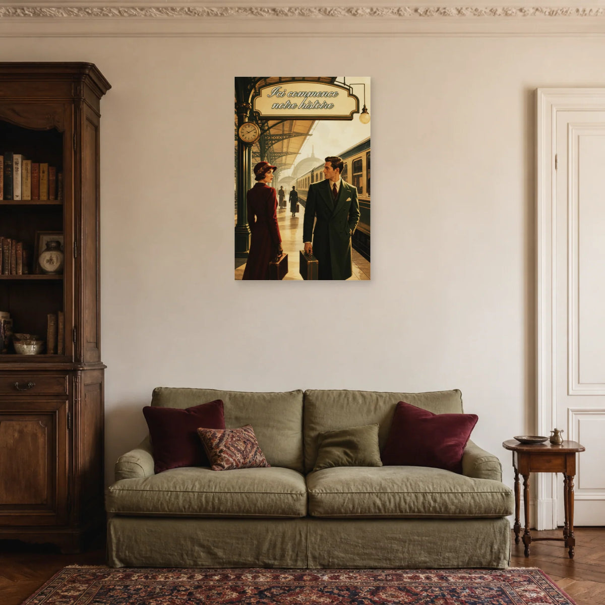 Affiche Ici commence notre histoire - Rencontre dans un salon - Art Virtuoso